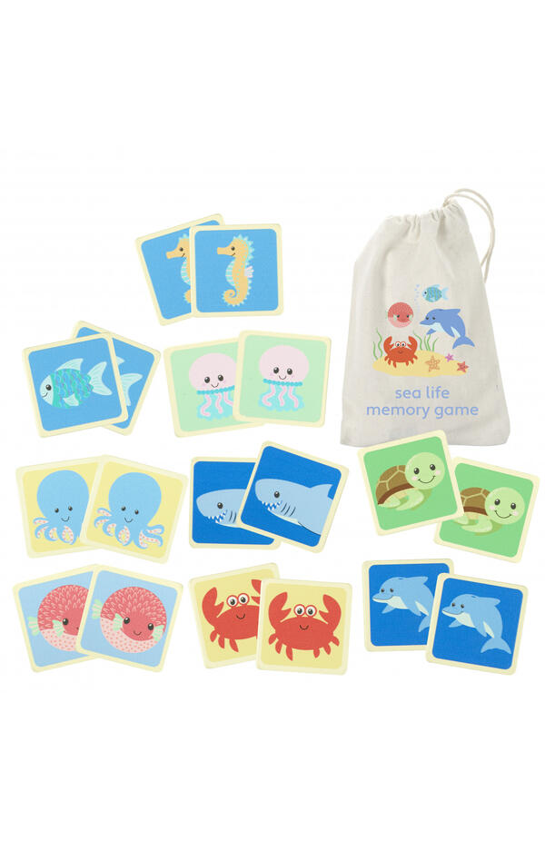 Joc de memorie din lemn cu vietatiile marii, Orange Tree Toys