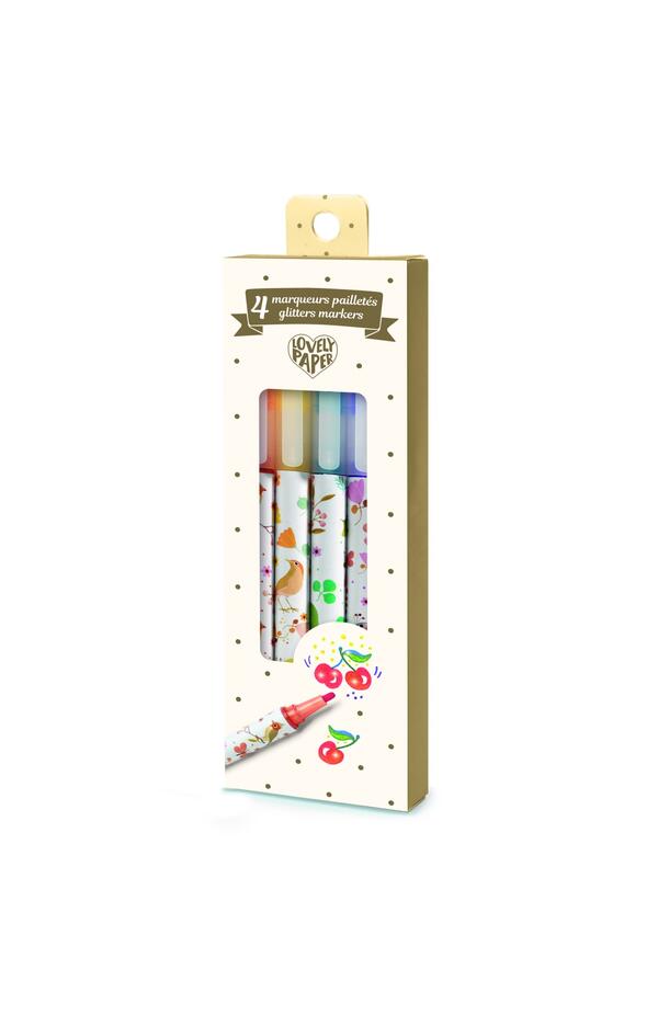 Set 4 markere cu sclipici Tinou, Djeco