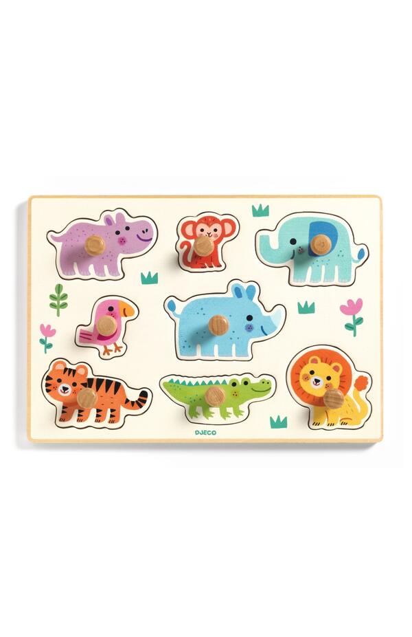 Puzzle din lemn cu animale salbatice, Djeco