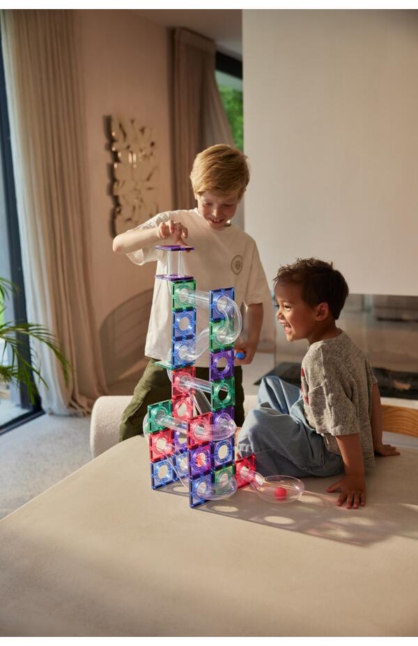 Joc magnetic Circuit pastel cu bile - 70 Piese, Cleverclixx