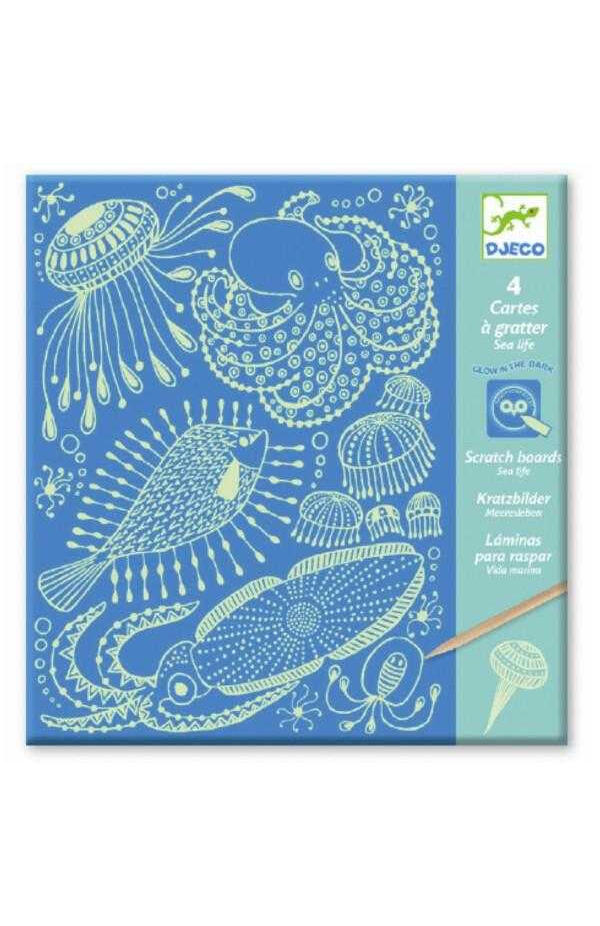 Joc creativ de razuit planse fluorescente In adancul oceanului, Djeco