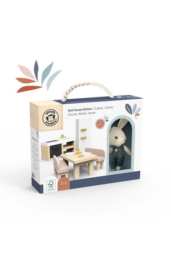 Set mobilier bucatarie pentru casa de papusi, Speedy Monkey
