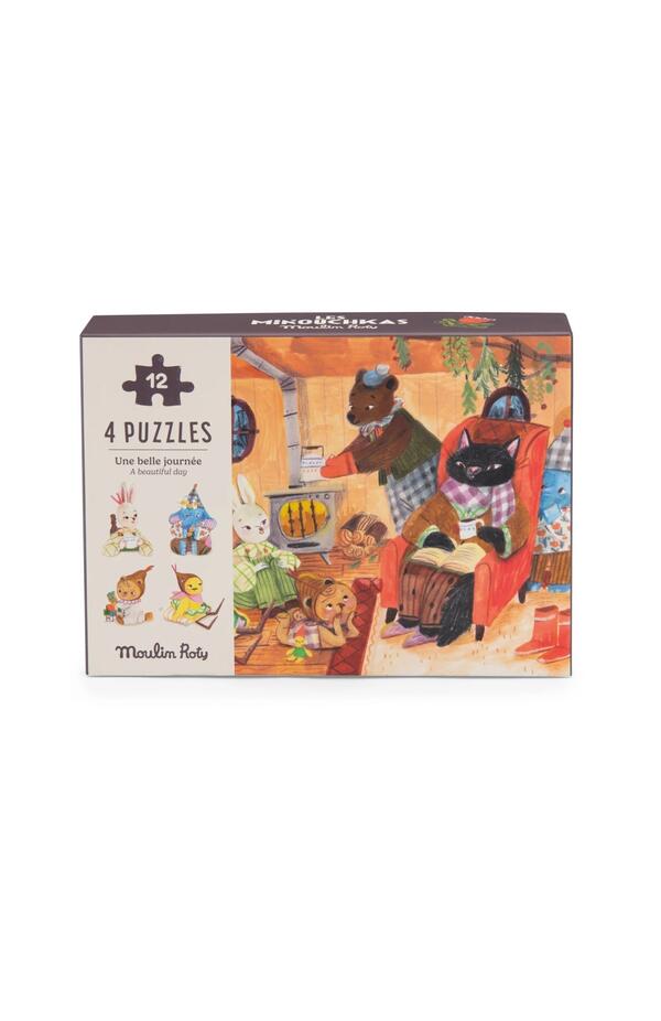 Set 4 mini puzzle-uri O zi perfecta, Moulin Roty