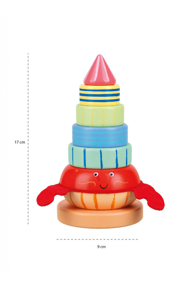 Jucarie din lemn de stivuit cu crab, Orange Tree Toys