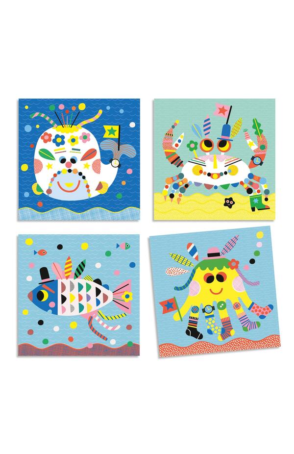 Joc creativ colaje Creaturi marine, Djeco Joc creativ colaje Creaturi marine, Djeco