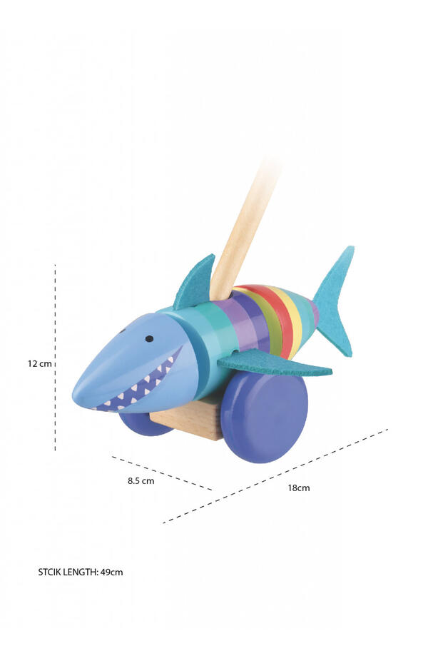 Jucarie de impins rechinul vesel, Orange Tree Toys Jucarie de impins rechinul vesel, Orange Tree Toys