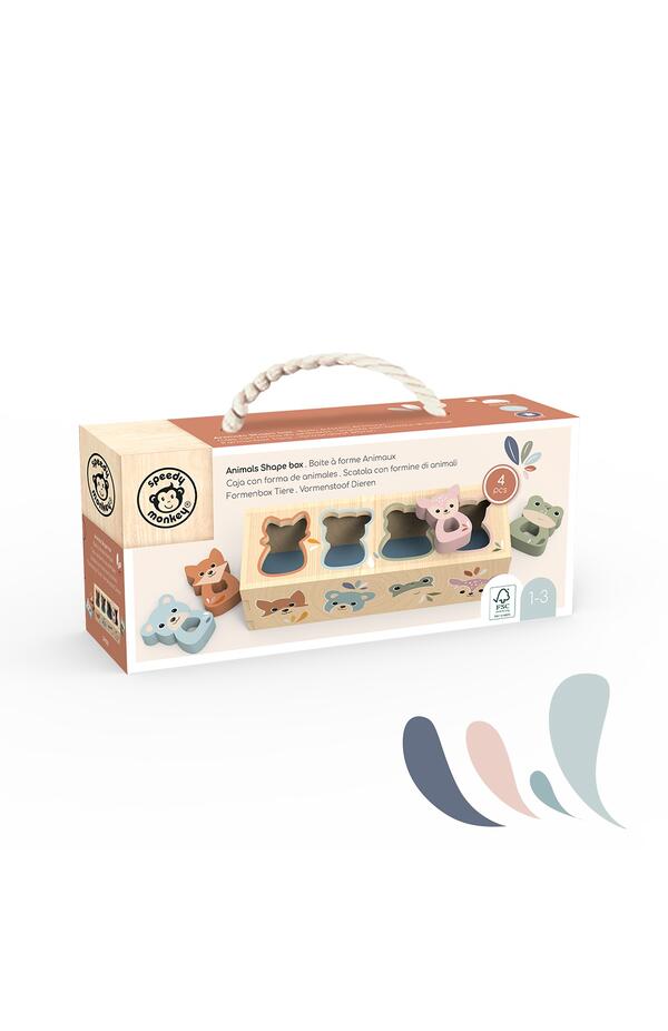 Cutie sortatoare cu forme animale din lemn, Speedy Monkey