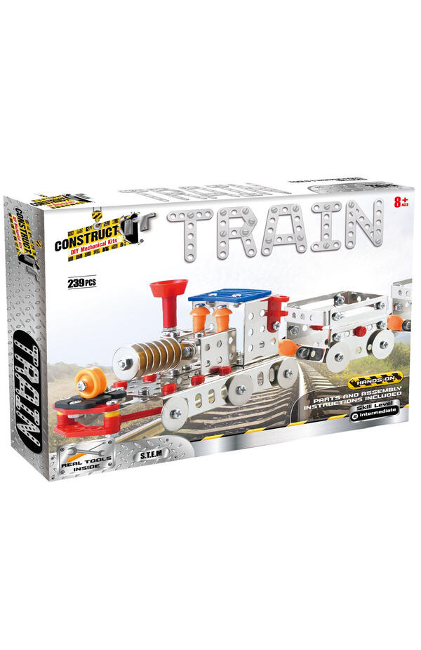 Kit STEM Locomotiva cu aburi și doua vagoane, nivel intermediar