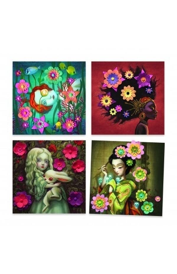 Set creativ Portrete cu flori din hartie, Djeco