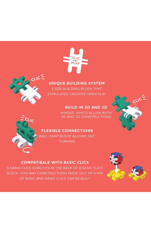 Nano Clics Pentru constructori creativi 250 piese, Clicformers