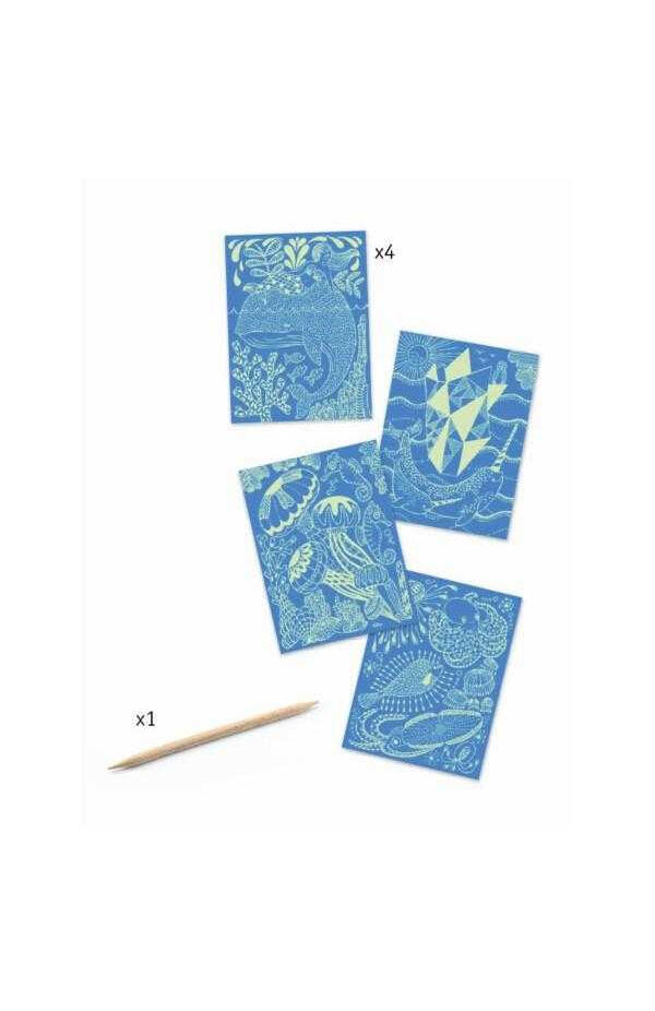 Joc creativ de razuit planse fluorescente In adancul oceanului, Djeco
