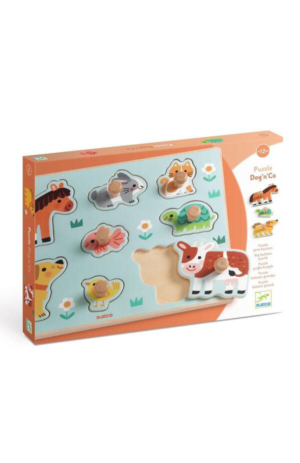 Puzzle din lemn cu butoni, Djeco