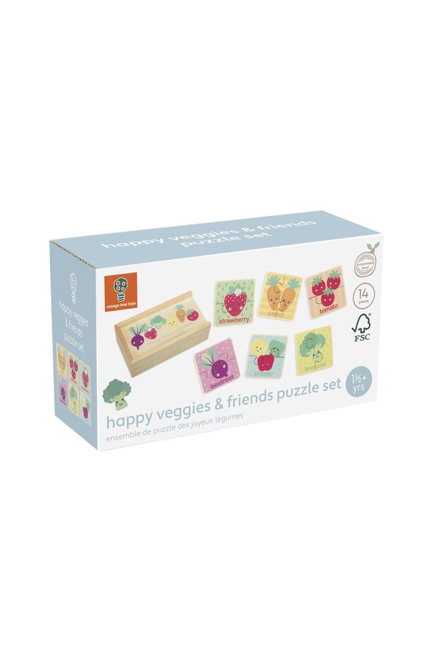 Puzzle din lemn in cutie Legume, Orange Tree Toys