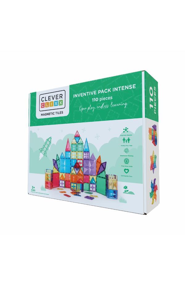 Set magnetic de construit Inventiv 110 piese, Cleverclixx