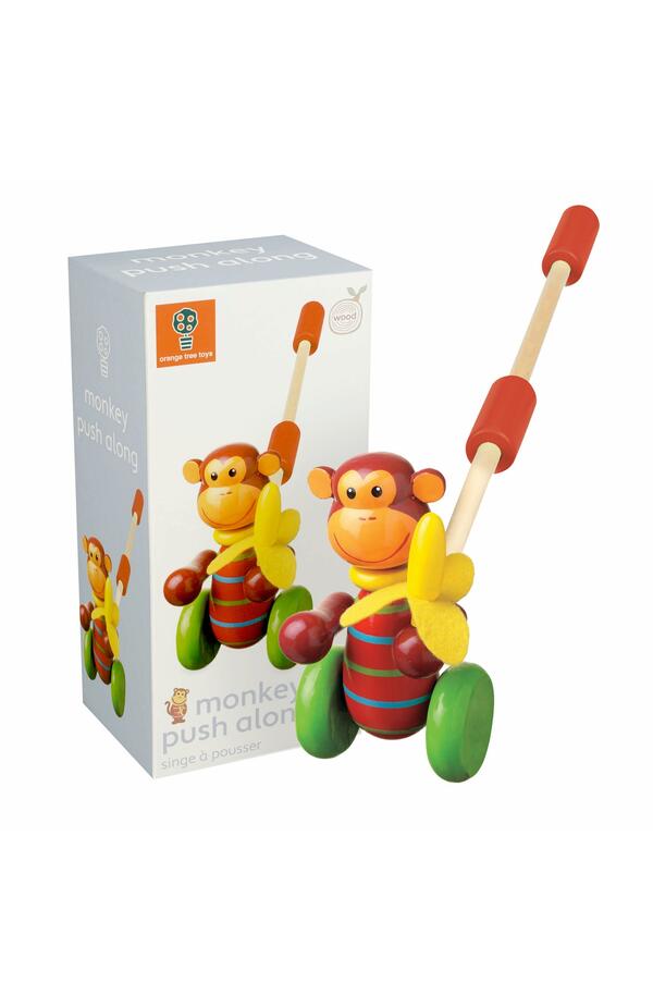 Jucarie de impins maimutica, Orange Tree Toys