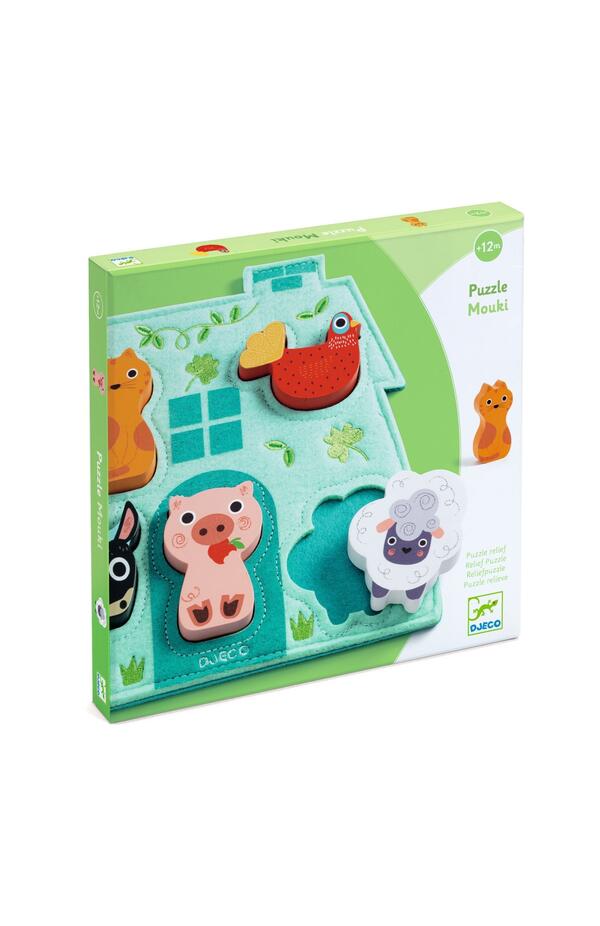 Puzzle din lemn cu bază din fetru, Djeco