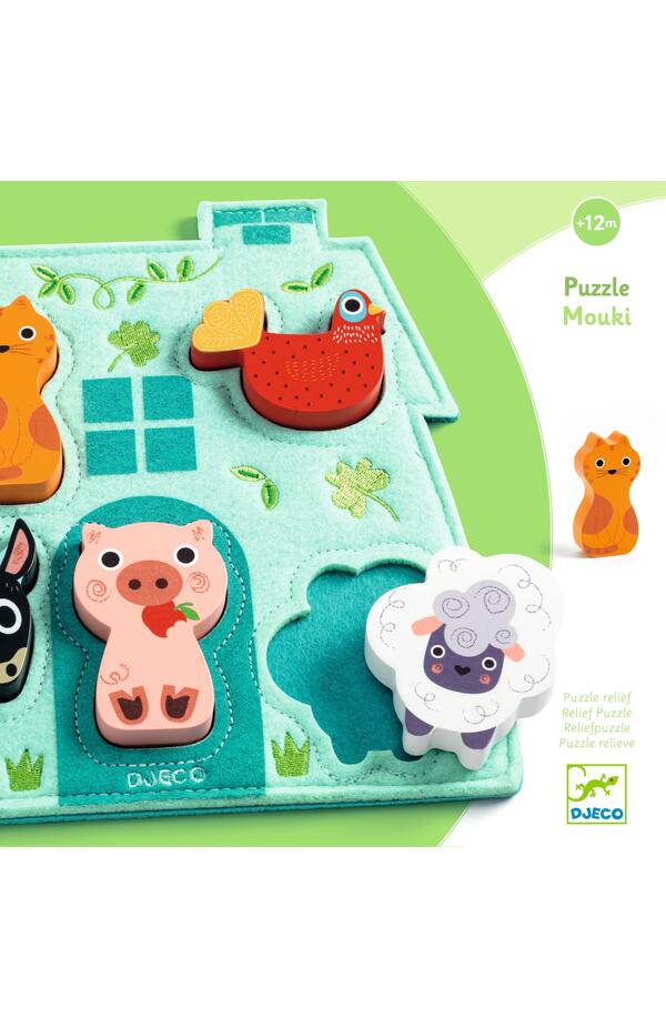 Puzzle din lemn cu bază din fetru, Djeco