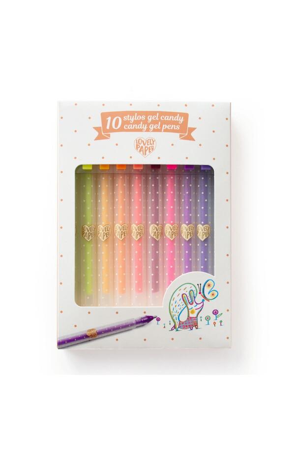 Set 10 pixuri cu gel culori pastelate si neon, Djeco