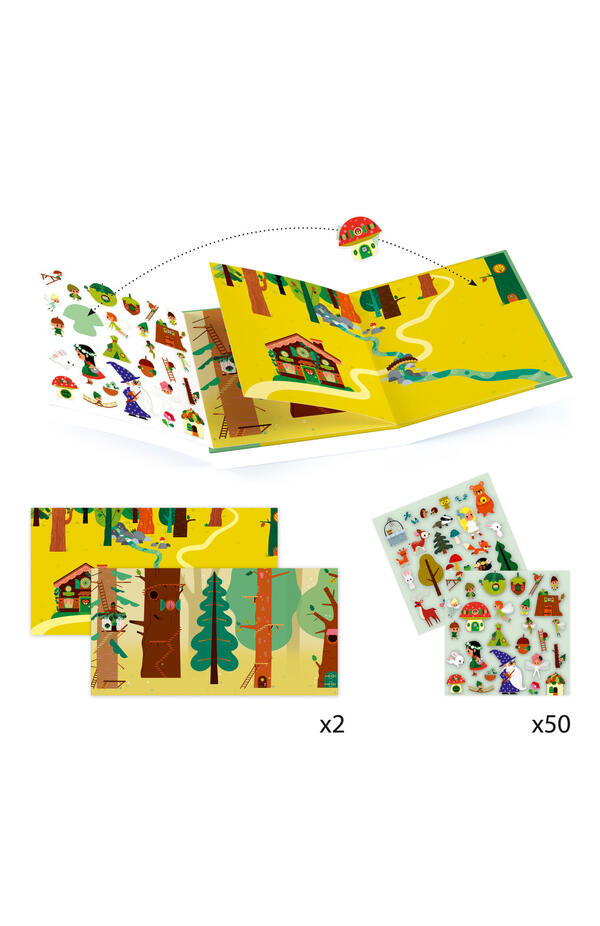 Planse cu abtibilduri repozitionabile Padurea fermecata, Djeco