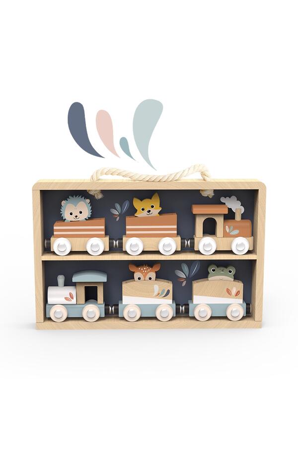 Trenulet cu animale in cutie lemn, Speedy Monkey