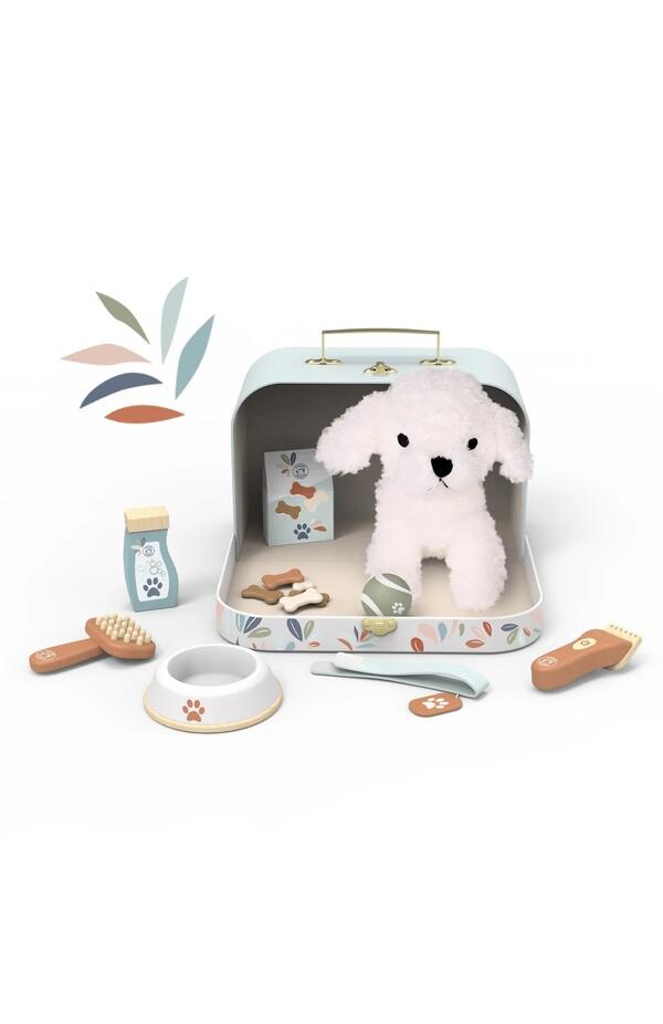 Set pentru copii cu valiza si catel de plus, Speedy Monkey