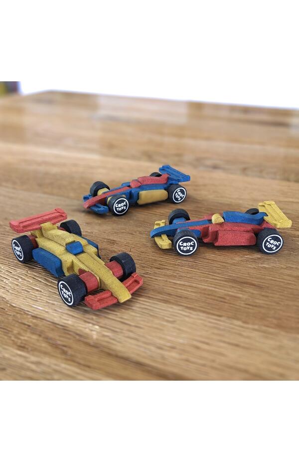 Set de constructie 3 masini de curse, Croc toys