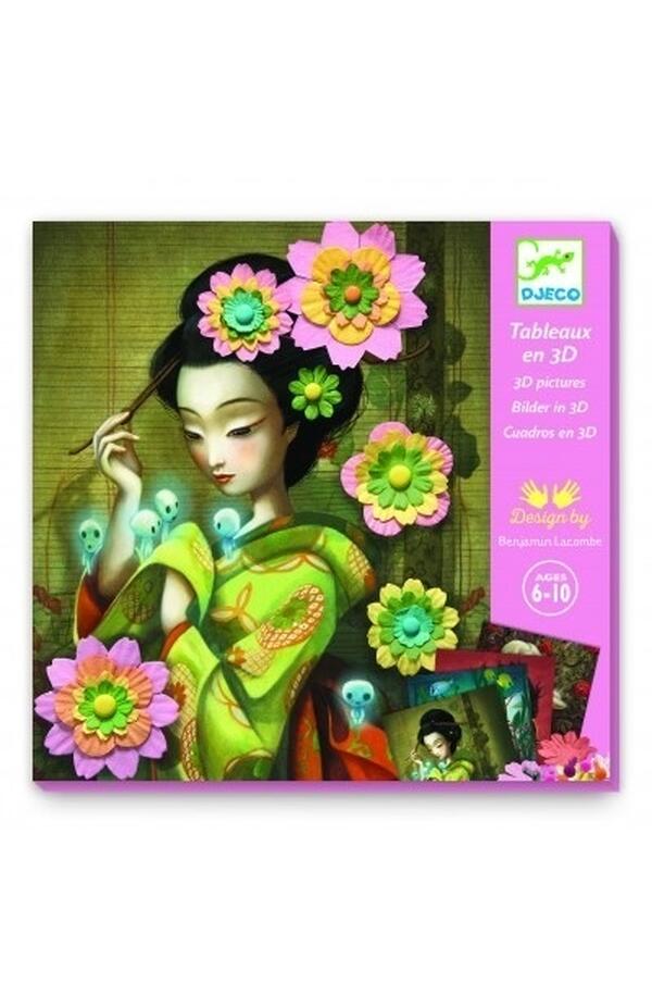 Set creativ Portrete cu flori din hartie, Djeco