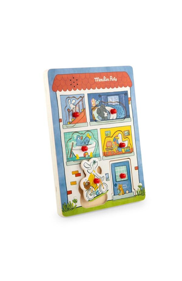 Puzzle educativ din lemn cu sunete, Moulin Roty Puzzle educativ din lemn cu sunete, Moulin Roty