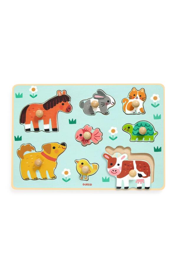 Puzzle din lemn cu butoni, Djeco