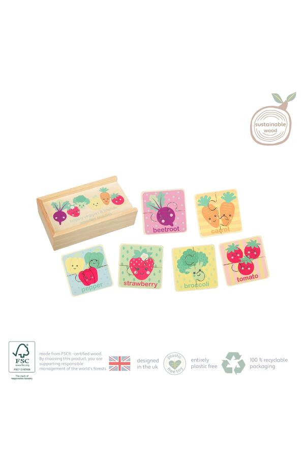 Puzzle din lemn in cutie Legume, Orange Tree Toys Puzzle din lemn in cutie Legume, Orange Tree Toys
