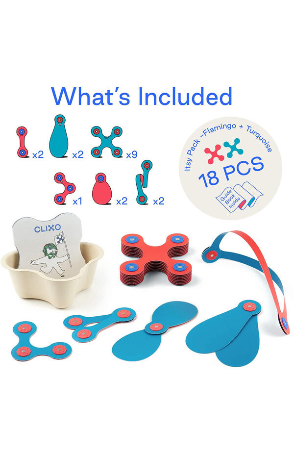 Set Clixo de construit cu magnet, Itsy pack Flamingo-Turquoise 18