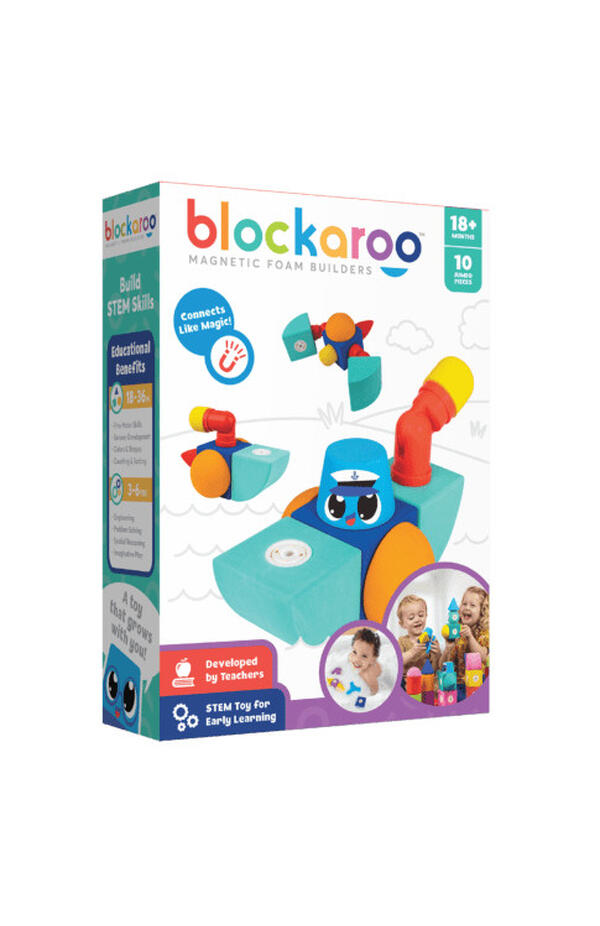Set cuburi din spuma cu magnet Blockaroo, Barca 10 piese