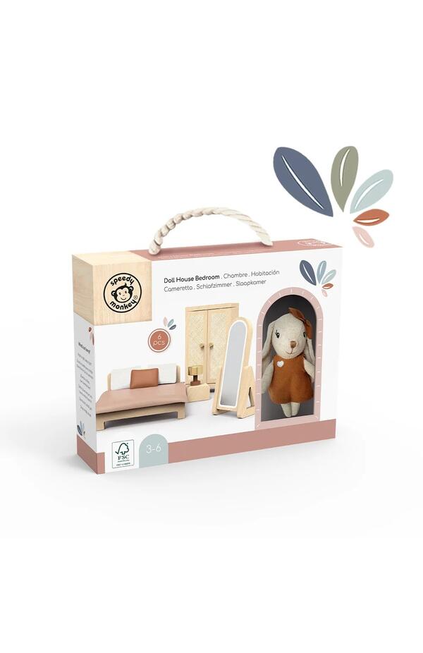 Set mobilier dormitor pentru casa de papusi, Speedy Monkey
