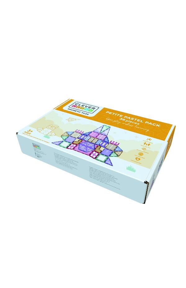 Set magnetic de construit Pastel 36 piese, Cleverclixx