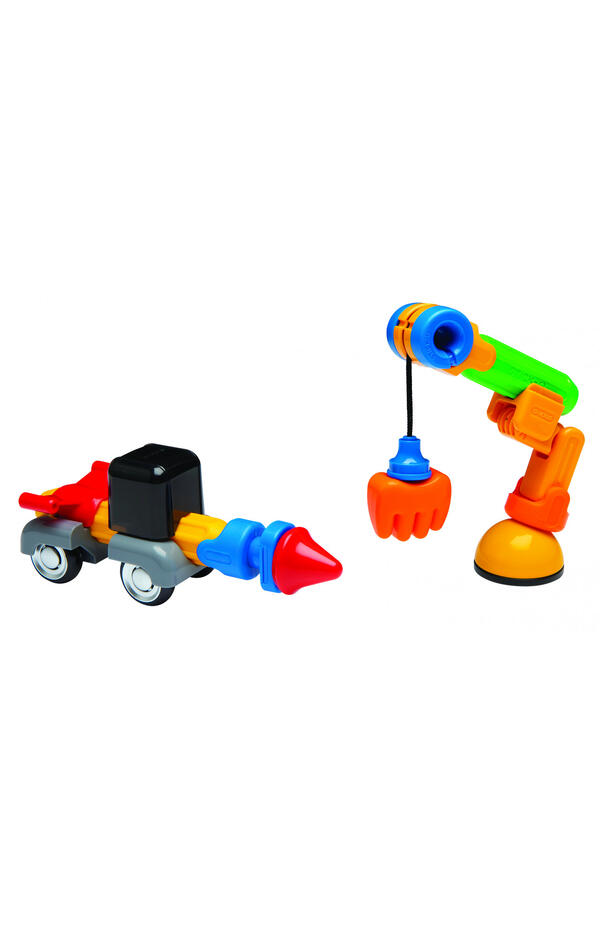 Joc cu magneti Stick-O, Set de construit vehicule, 26 piese