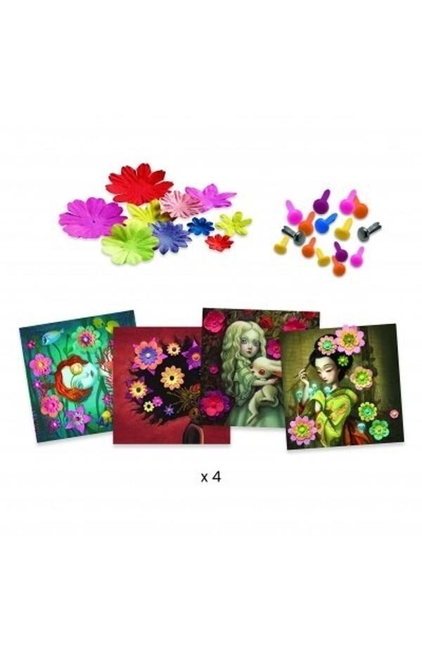 Set creativ Portrete cu flori din hartie, Djeco