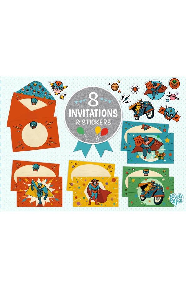 Set de invitatii Supereroi, Djeco