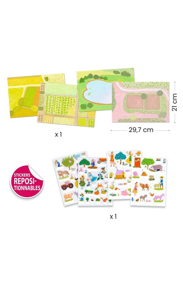 Set creativ de stickere reutilizabile Ferma, Djeco