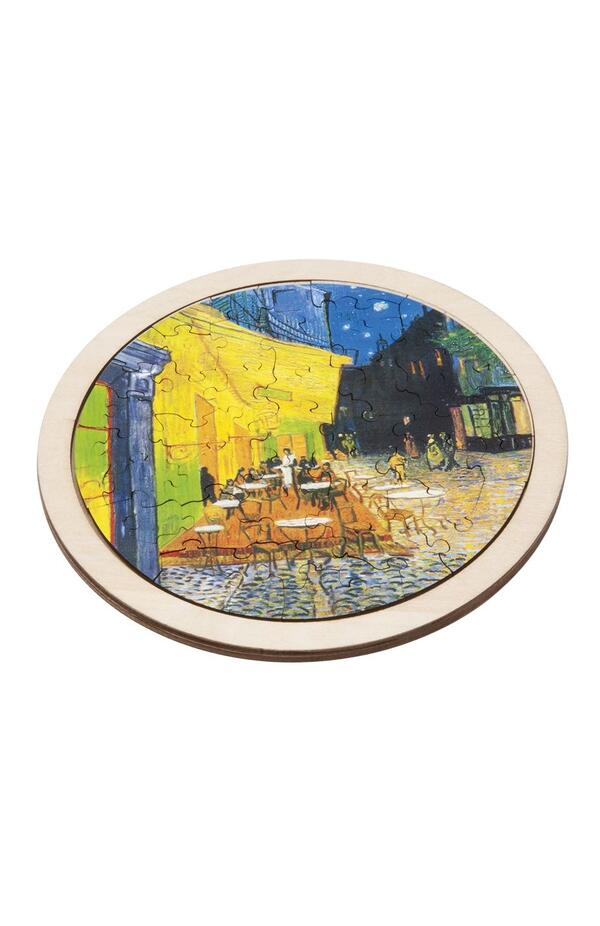 Puzzle arta rotund din lemn Cafe de Nuit, Fridolin
