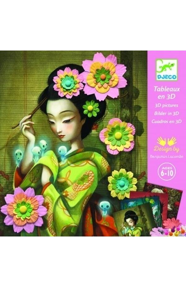 Set creativ Portrete cu flori din hartie, Djeco