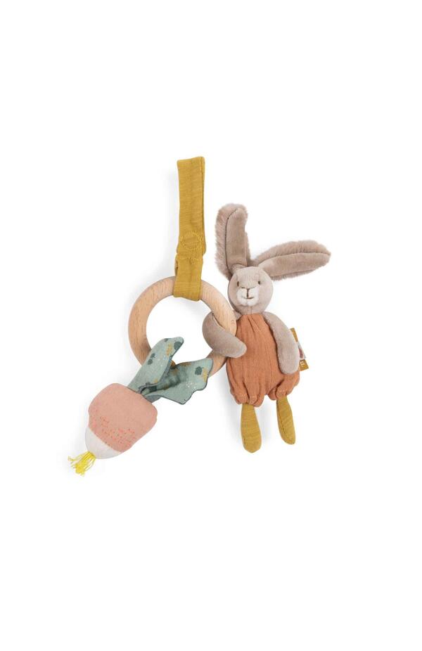 Jucarie bebe inel lemn cu iepuras, Moulin Roty