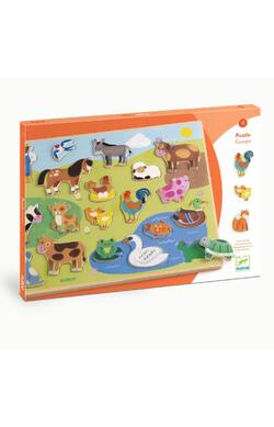 Puzzle din lemn Ferma, Djeco