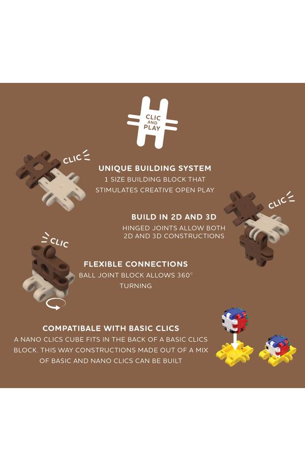 Nano Clics Pentru construit animale salbatice 250 piese, Clicformers