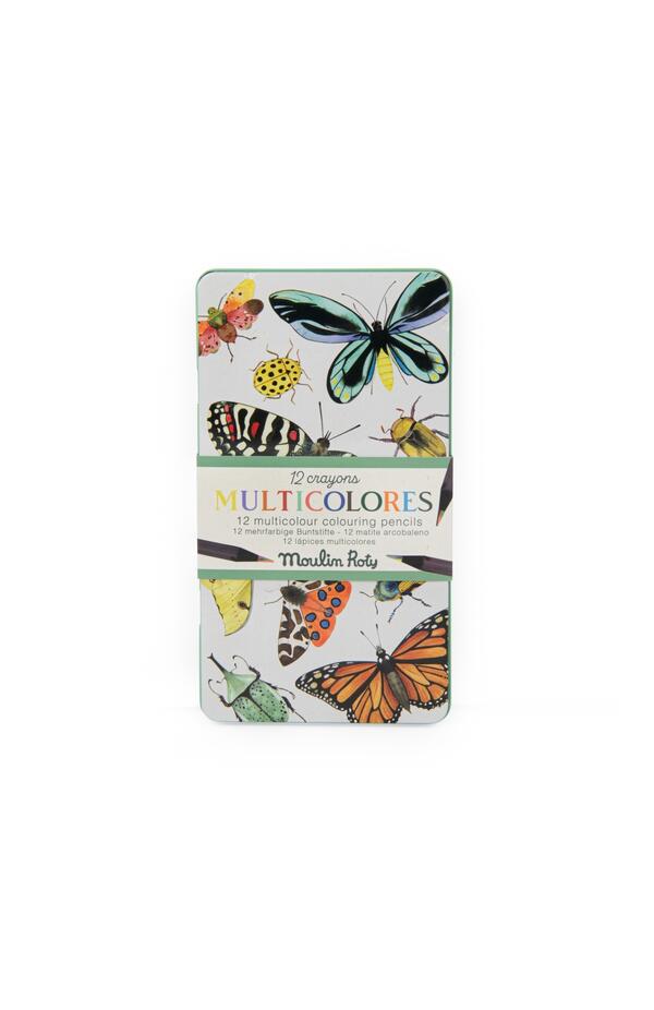 Set 12 creioane colorate multicolore, Moulin Roty