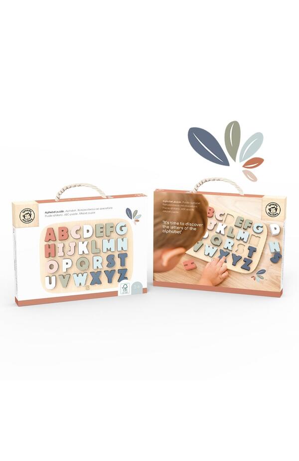 Puzzle Alfabet din lemn, Speedy Monkey