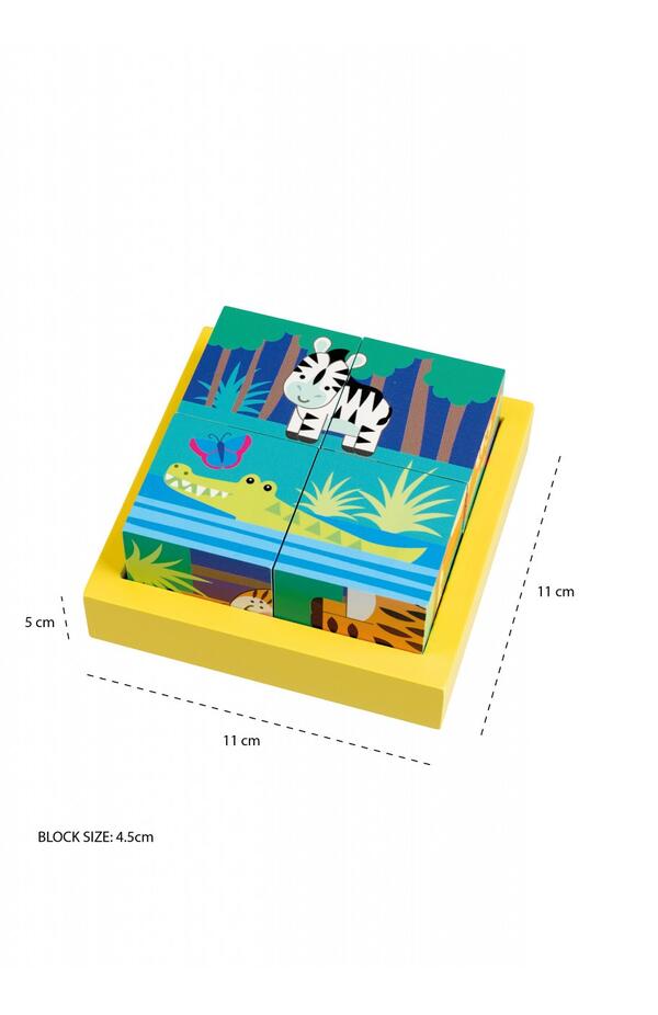 Jucarie Montessori Cuburi cu animale din jungla, Orange Tree Toys