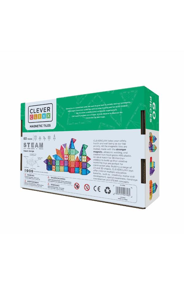 Set magnetic de construit Inventiv 60 piese, Cleverclixx