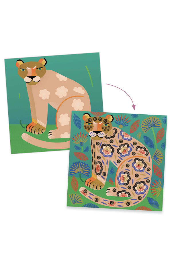 Joc creativ cu stampile Modele si animale, Djeco