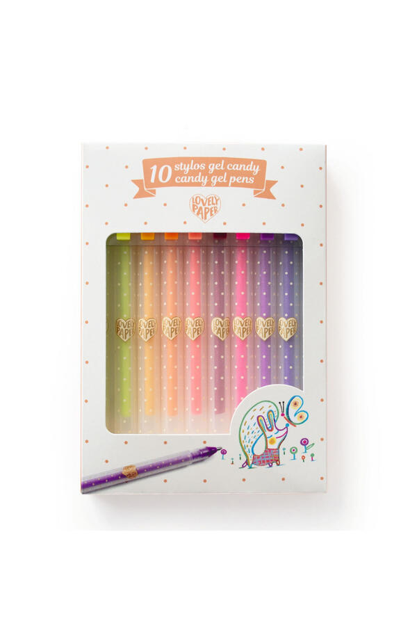 Set 10 pixuri cu gel culori pastelate si neon, Djeco