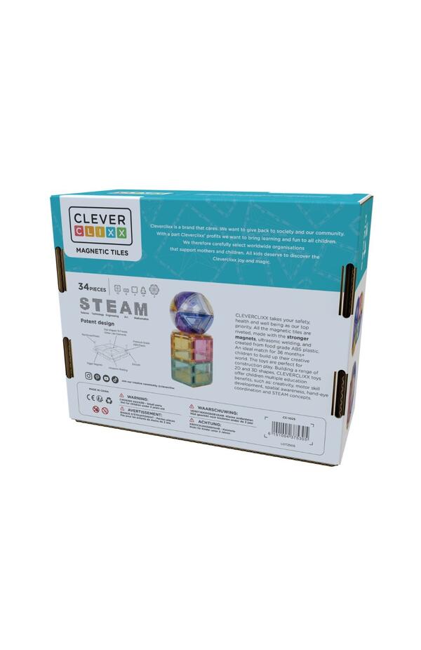 Set magnetic de constuit Dome pastel 34 piese, Cleverclixx